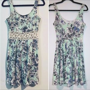 See through waist midi dress floral fitted design